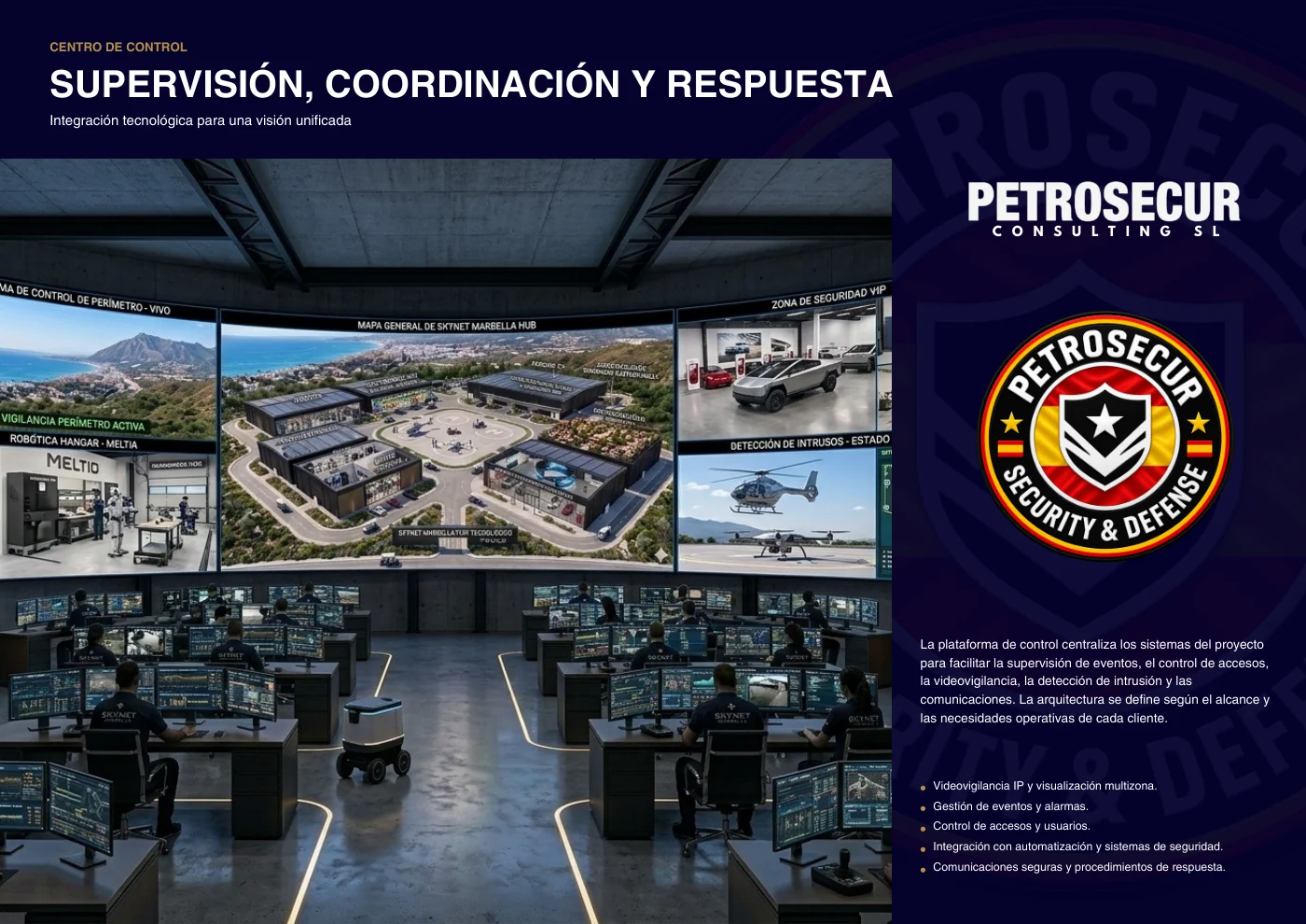 Centro de control: supervisión, coordinación y respuesta desde una sola sala.