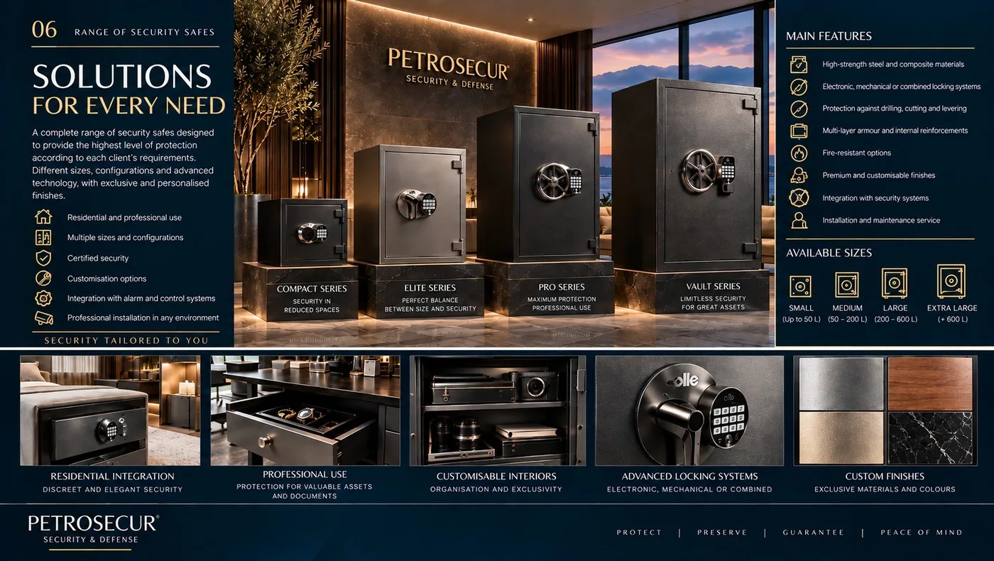 Range of security safes: solutions for every need, with the four series.